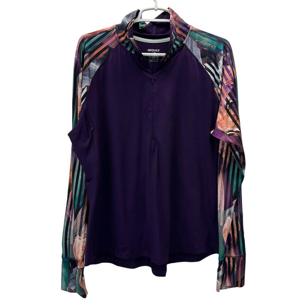 Brooks Women's Dash 1/2 Zip Long Sleeve Performance Top Purple XL